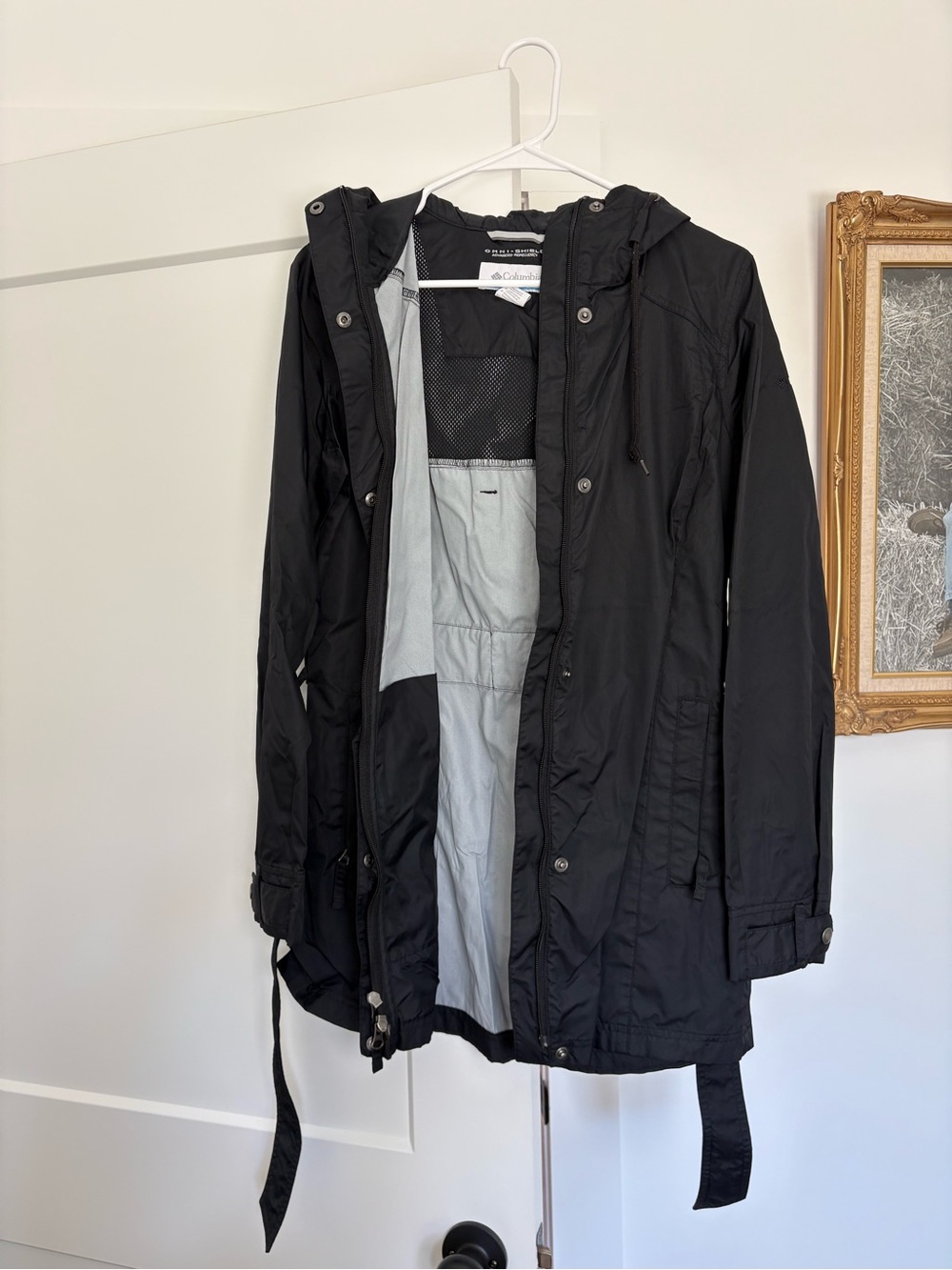 Columbia Black Hooded Trench Coat